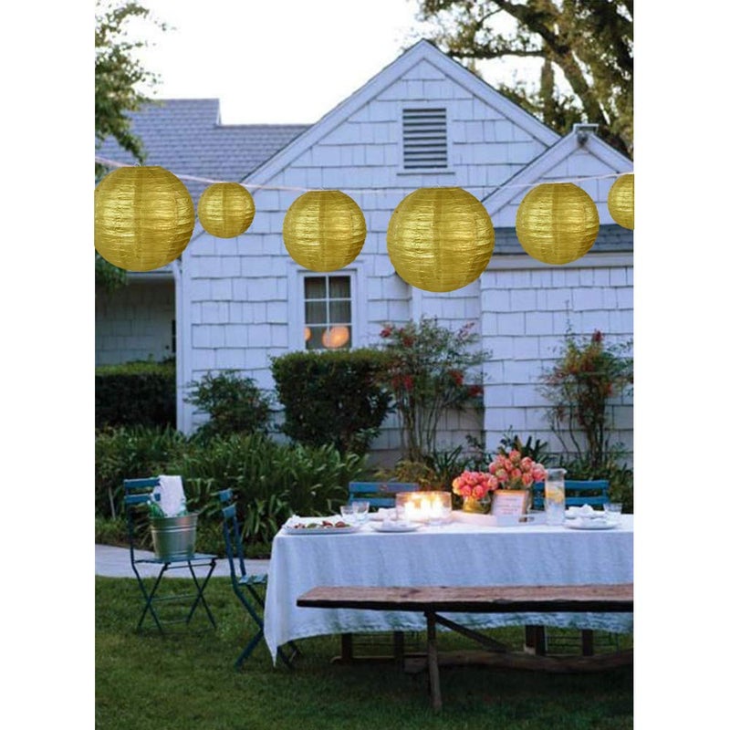 BEISHIDA Gold Round Paper Lanterns Decorative Hanging Chinese Japanese Paper Lanterns Lamp for Christmas New Years Birthday Wedding Baby Bridal Shower Home Decor Party Decorationï¼ˆ10 Packsï¼‰ - Image 5